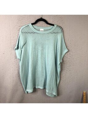 Planet Sweater Tunic Womens One Size Green Open Knit Sheer Lightweight Oversized